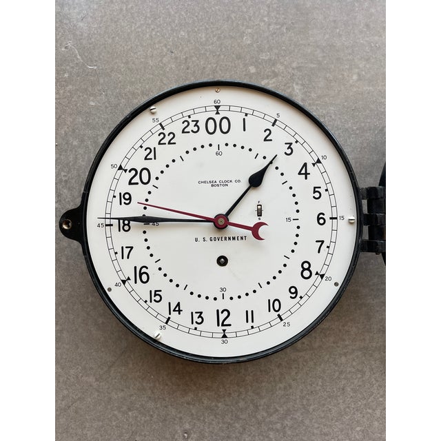 Vintage Us Govt Chelsea Ships Clock 24 Hour Navy Red Sweeping Hand 797177 For Sale In Las Vegas - Image 6 of 11