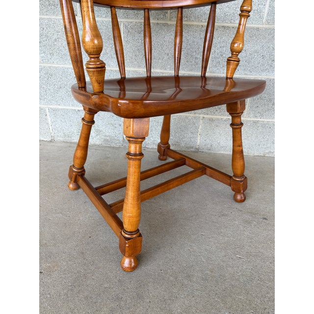 Brown Vintage Maple Barrel Back Saloon Chair For Sale - Image 8 of 11