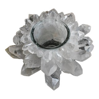 Handmade Brazilian Rock Crystal Quartz Candle Holder For Sale