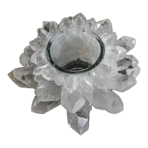 Handmade Brazilian Rock Crystal Quartz Candle Holder