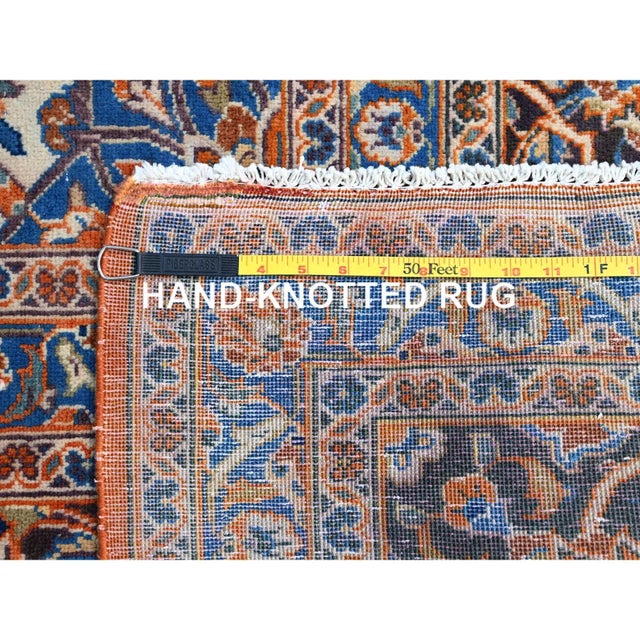 Traditional 1960 9'8"x12'8" Red Hand Knotted Soft Wool Natural Dyes Vintage Persian Kashan Rug For Sale - Image 3 of 11