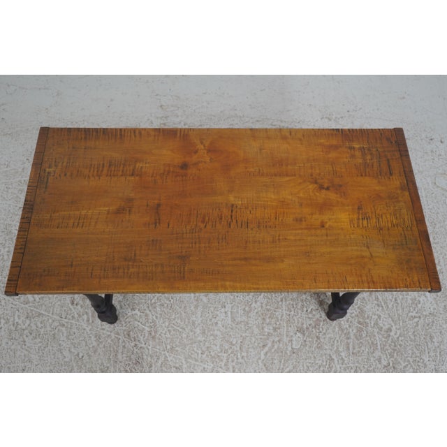 Traditional Tiger Maple Top Black Base Coffee Table For Sale - Image 3 of 13