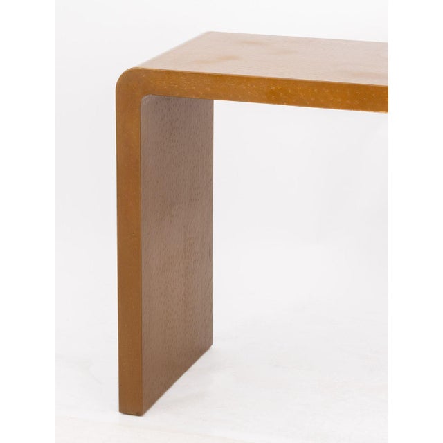 Mid-Century Modern Karl Springer Style Faux Ostrich Console Table For Sale - Image 3 of 8