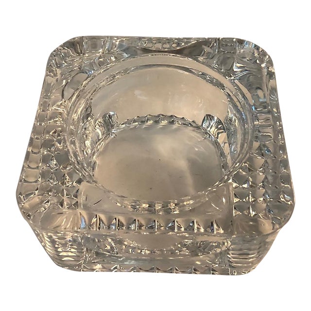 Mid 20th Century French Art Deco Cut Glass Salt Cellar Dish For Sale