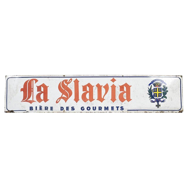 Enameled Advertising Sign from La Slavia For Sale