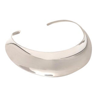 1990s Heavy Anticlastic Choker, Modernist Gerhard Herbst Studios Silver Collar For Sale