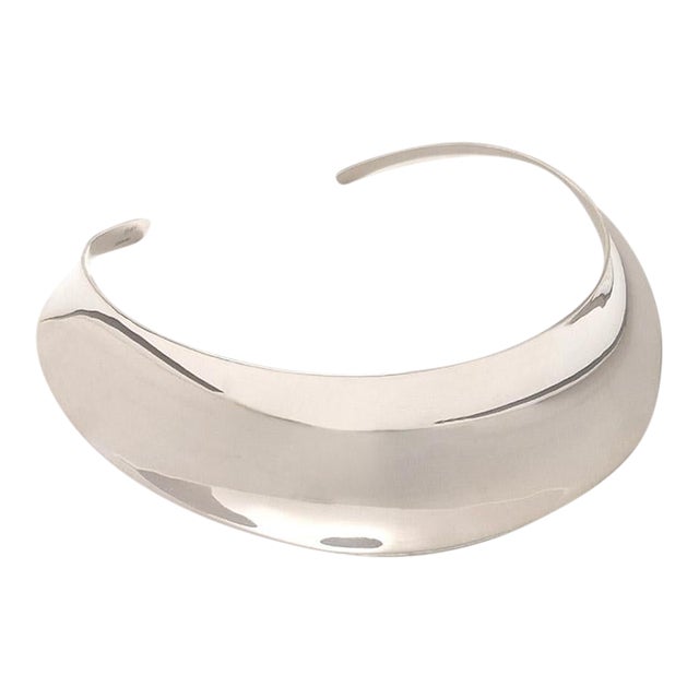 1990s Heavy Anticlastic Choker, Modernist Gerhard Herbst Studios Silver Collar For Sale