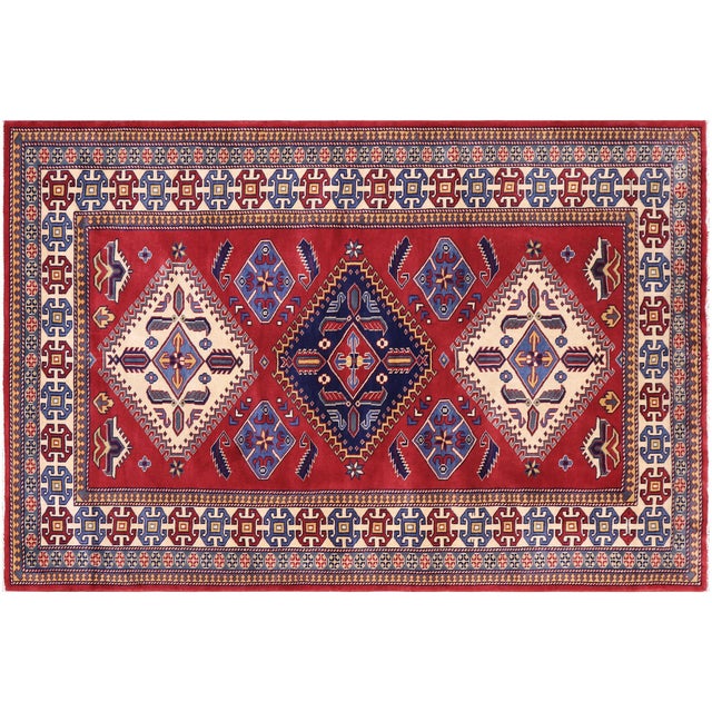 Beige Shabby Chic Rustic Shirwan Red/Beige Wool Rug - 4'4''x6'6'' For Sale - Image 8 of 10