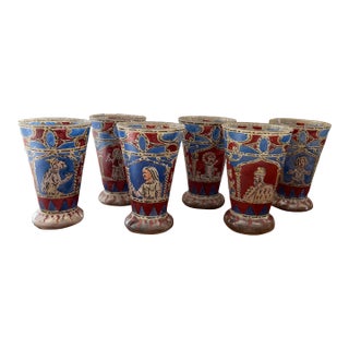 Antique Venetian Renaissance Style Hand Blown Wine Glasses - Set of 6 For Sale