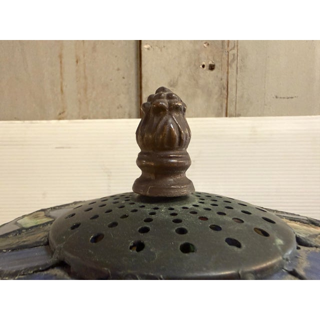Vintage Tiffany Style Lamp With Foliage Design For Sale - Image 11 of 15