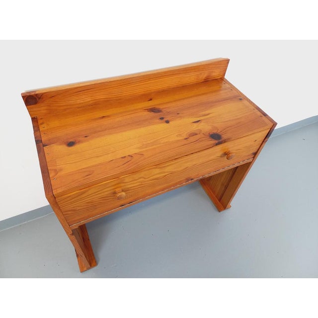 Vintage Pine Desk with Toboggan Feet, 1970s For Sale - Image 4 of 15