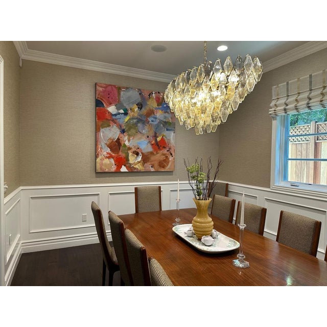 Oval Amber and Grey Poliedri Murano Glass Chandelier or Ceiling Light, 1990s For Sale - Image 6 of 15