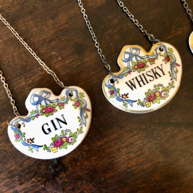 Vintage English Porcelain Decanter Labels Set of 8 Chairish