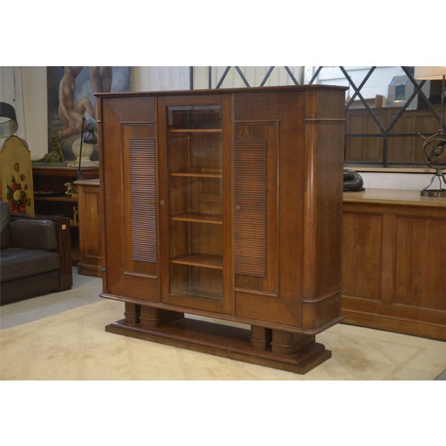 Brutalist Oak Display Cabinet by Charles Dudouyt, 1940s For Sale - Image 15 of 15