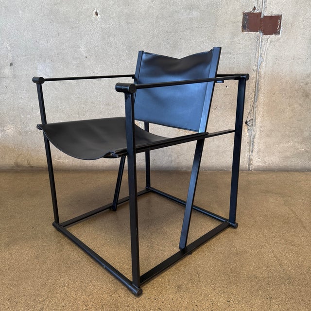 Black 1990s Post Modern Black Leather and Metal Armchair #4 Attributed to Radbound Van Beekum for Pastoe For Sale - Image 8 of 12