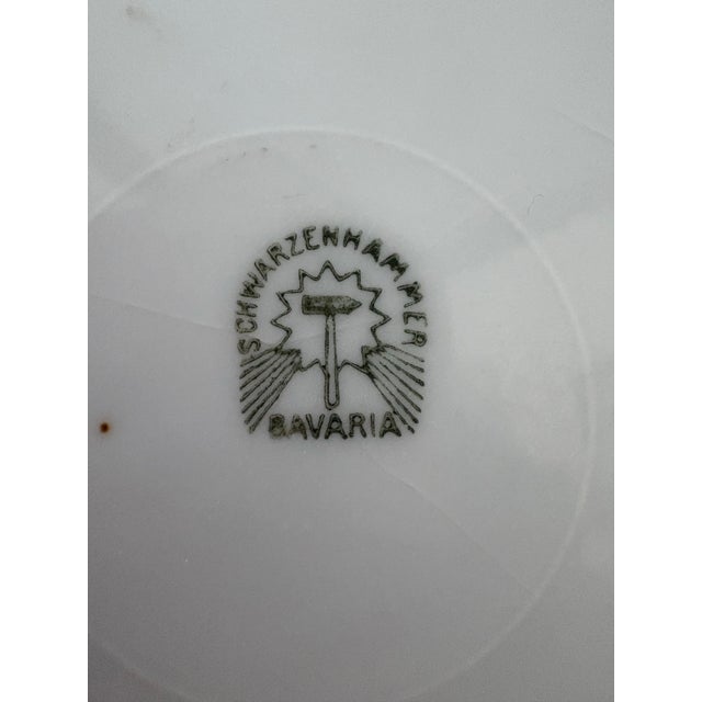 Traditional Antique Schwarzenhammer Bavaria European Traditional Floral Porcelain Bowl With Gilt Scalloped Rim For Sale - Image 3 of 7