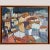 This evocative oil on board painting by an unknown artist presents a Cubist-inspired view of a Mediterranean townscape,...