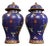 Pair of Vintage Chinese Blue Cloisonné "Dragon & Phoenix" Covered Jars For Sale