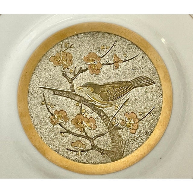 Mid-Century Modern Vintage Chokin Art Plate – 24k Gold Bird & Floral Porcelain, Made in Japan For Sale - Image 3 of 5