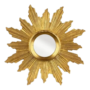 Mid 20th Century Hand Carved Giltwood Sunburst Mirror