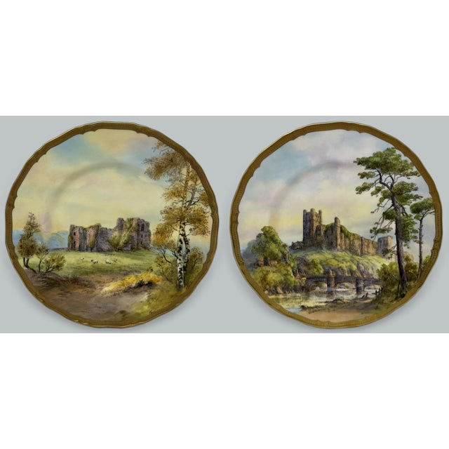 Royal Worcester Royal Worcester Cabinet Plate Richmond Arundel Kilchurn Oystermouth Castle Views For Sale - Image 4 of 16