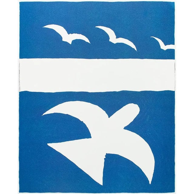 Royal Blue 1987 After Georges Braque for Verve, "Birds" Second Edition Full-Color Print For Sale - Image 8 of 9