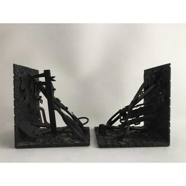 1970s Folk Art Metal Bookends - a Pair For Sale - Image 9 of 13