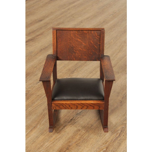 Antique Mission Oak Children's Rocking Chair For Sale In Philadelphia - Image 6 of 12
