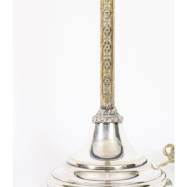 Antique Silver Plated Parcel Gilt Table Lamp by Mappin & Webbs For Sale - Image 4 of 13