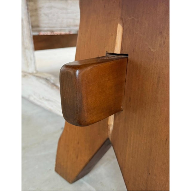 French Pair of Vintage French Walnut Benches For Sale - Image 3 of 7