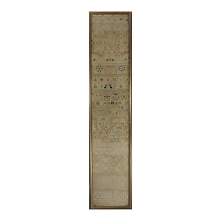 Antique Charles II Band Sampler, 1672, by e.y For Sale