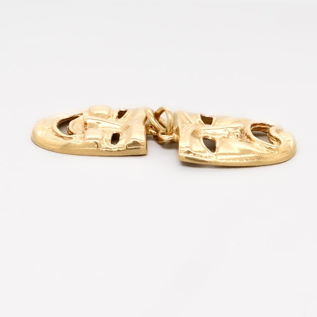 Vintage 14k Gold Comedy & Tragedy Masks Figural Charm for a Bracelet For Sale - Image 10 of 14