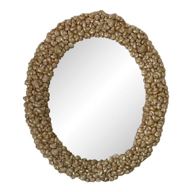 Coastal Oly Studio Oval Shell Mirror For Sale