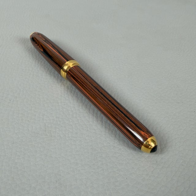 Metal Ebonite Brun Clair M Fountain Pen from Louis Cartier, 1990s For Sale - Image 7 of 13