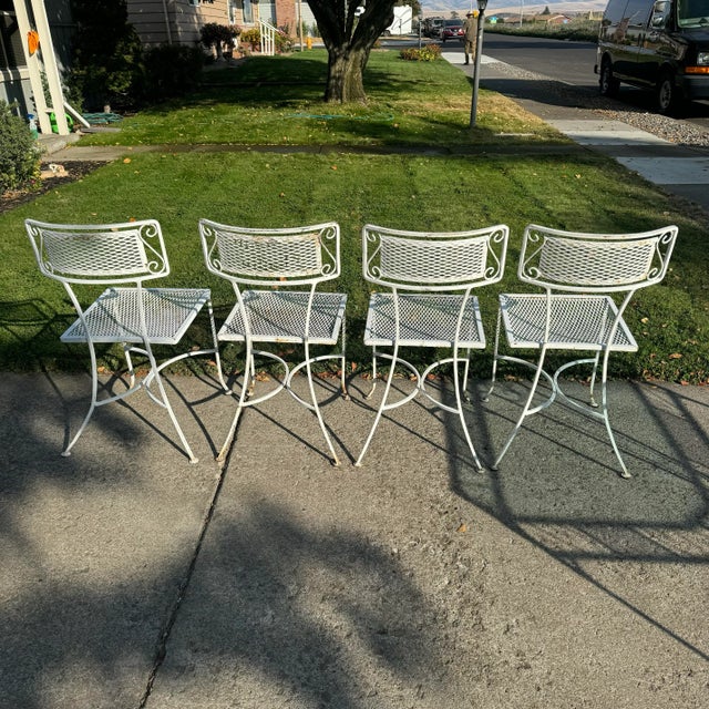 Mid Century Patio Set Outdoor Dining Table & Chairs Distressed Italian Garden Furniture For Sale - Image 10 of 12