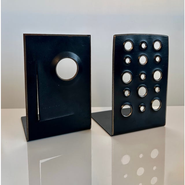 Modernist Sculptural Bookends in Steel, Germany 1950s, Set of 2 For Sale - Image 4 of 18