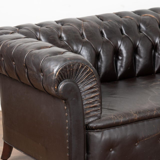 Traditional 20th Century Vintage Leather Chesterfield Sofa For Sale - Image 3 of 16