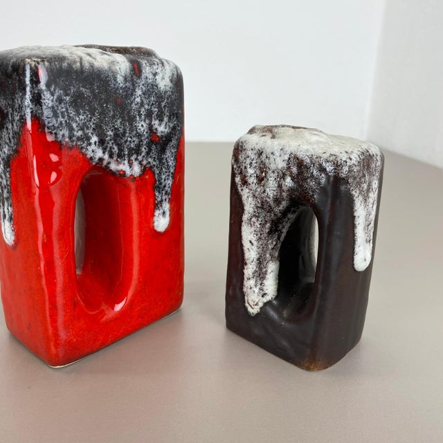 Pottery Fat Lava Hole Vases from Übelacker Ceramics, Germany, 1970s, Set of 3 For Sale - Image 14 of 18