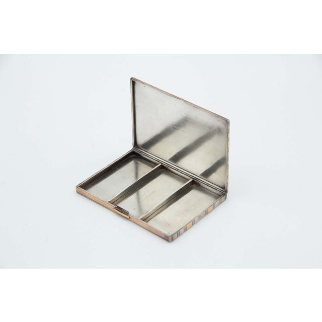 Gold and Silver Cigarette Case with Highlighted Bands For Sale - Image 3 of 4