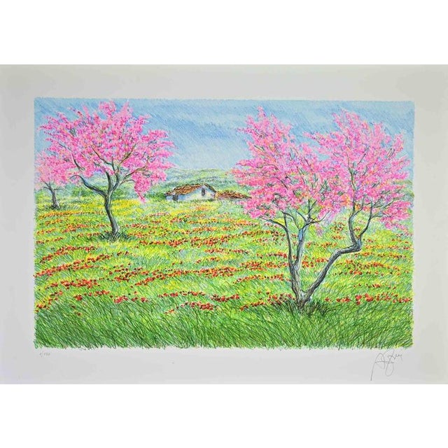 Lithograph on paper realized by Franco Azzinari in 1980s. Hand signed and numbered in pencil. Edition of 130. Excellent...