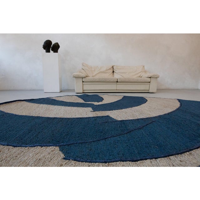 Blue Jiko I (Deep Sea and White Sand) Rug by Kelechi Ejikeme for Swallo Studio For Sale - Image 8 of 9