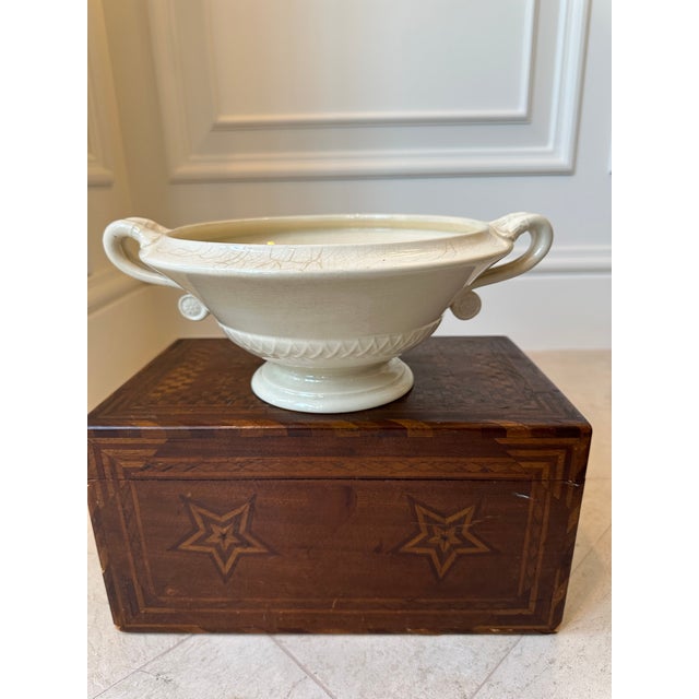 1920s Vintage Art Deco Sarreguemines France Porcelain Bowl, Footed With Handles For Sale - Image 5 of 16