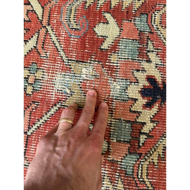 Textile TERRACOTTA & KIWI Antique Heriz Artistic Blooming Design Rug 6.8 x 9.7 For Sale - Image 7 of 18