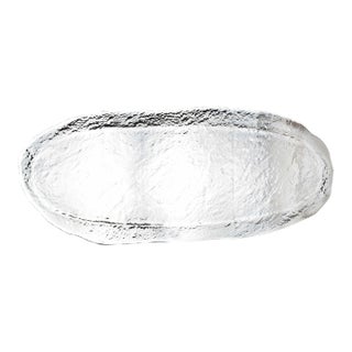 Late 20th Century Large Handblown Glass Irregular Edge Oval Shape Serving Platter For Sale