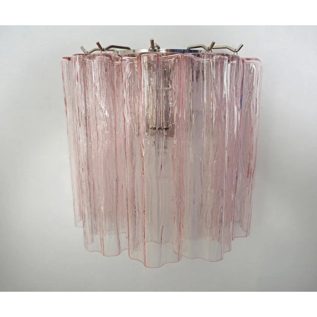 Mid-Century Modern Murano Pink/Rose 5 Rose/Pink Glass Tube Wall Sconces - a Pair For Sale - Image 3 of 11