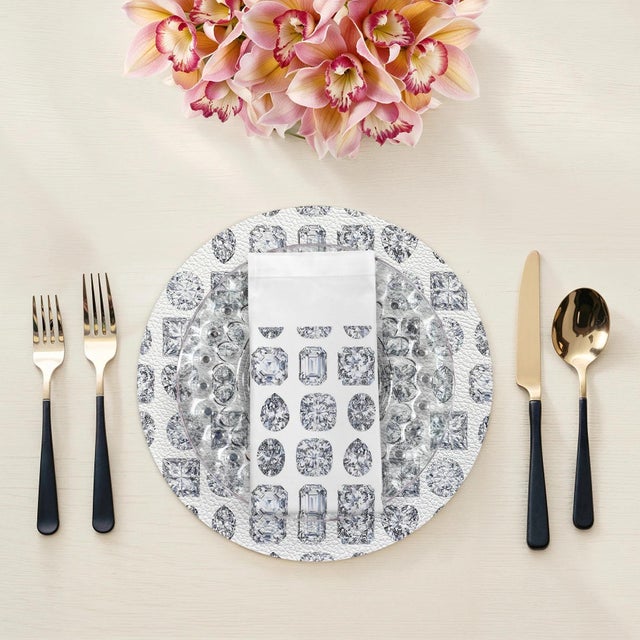 Radiating a brilliant, multi-faceted energy through its precise geometric pattern, these Bougie Diamonds Dinner Napkins...