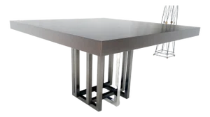 Bronzed & Chrome Base Ebonized Mahogany Square Top Conference Dining Table