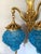 1980 French Louis XVI Bronze Blue Crystal Wall Lamps Sconces - Pair of 2 Pc For Sale - Image 6 of 11