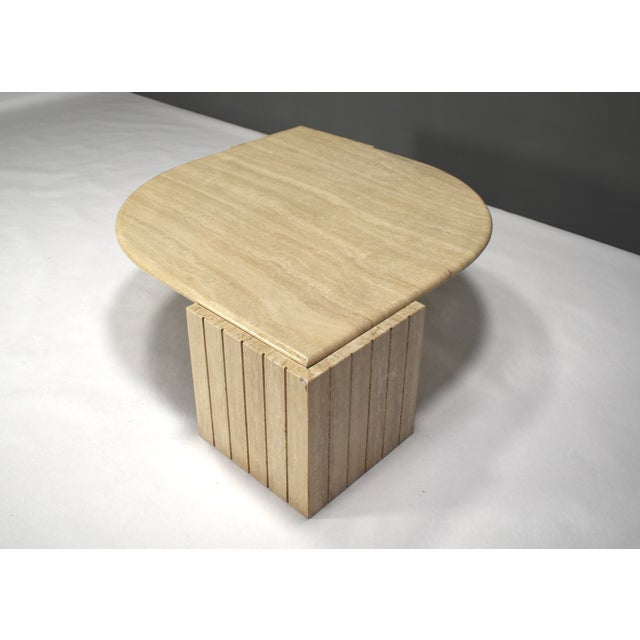 Light Yellow Travertine Coffee Table attributed to Roche Bobois, France, 1970s For Sale - Image 8 of 12