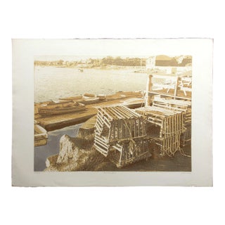 Ted Thomas "Harbor #2" Hand Signed Limited Edition Fine Art Etching, Seascape For Sale